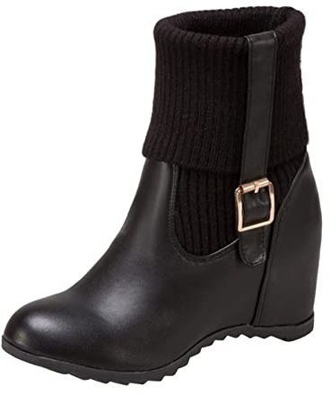 Generico Neri Giardino Scarpe Zeppa Interna con Fibbia Regolabile in Tinta Unita alla Stivali Gomma Pioggia Colorati (Black, 40)