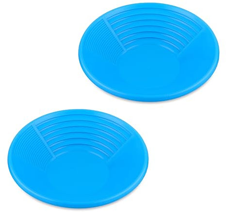 Relaxdays Set 2 Setacci per Oro, Kit Metal Detector Cerca Metallo, Batea Fiume, Gold Pan HxD: 8 x 38 cm, Plastica, Blu