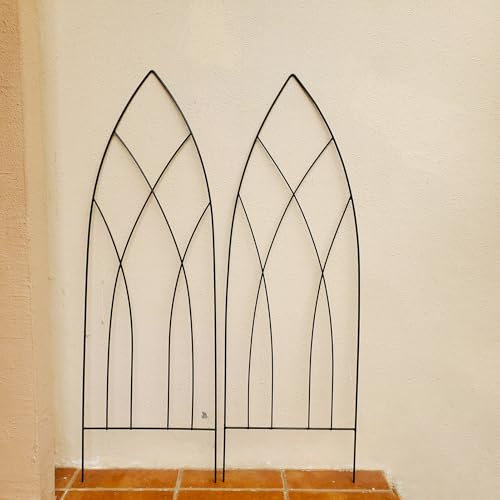SCENDOR GARDEN Rankgitter 2er Set, Metall, 115 x 38 cm, Rankhilfe Garten, Eisen-Trellis für Ranken, Rosen und Gemüse