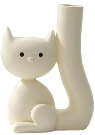 Katze Blumenvase Katzenvase Harz Vase Niedlich Lustige Vasen Minimalistische Vase für, Kaminsims, Hochzeit, Schlafzimmer, Esstischdekoration