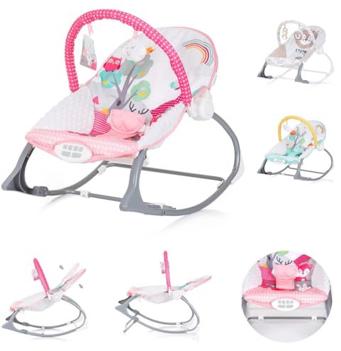 Chipolino - Transat Melody 2 en 1 con correa para música y vibración, color rosa