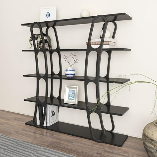 Stylish Black Bookshelf, 120 x 120 x 25 cm | 100% Melamine Coated Particle Board, 18 mm Thick | Perfect for Modern Home & Office Storage
