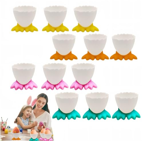 Portauovo,9 pezzi Portatile Tondo Morbido Cartoni Animati Egg Cup,Portauova Flessibile e Colorato,Utilizzato Nelle Case e nei Ristoranti,divertente supporto per uova sode per la colazione