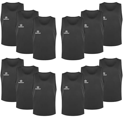 FIBOGOUP Fußball Trainingsweste,Fussball Leibchen Kinder Erwachsene,Fussballtraining Zubehör,Westen fürs Teamtraining(Schwarz XL)