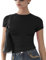 Womens Basic Short Sleeve Slim Fit T Shirts Soft Crewneck Crop Y2k Tees Summer Stretchy Cute Tops Black S