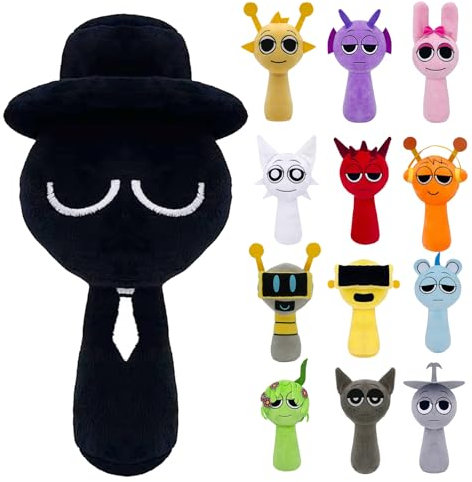 EUGRESS Sprunki Plush Weiche Plüschtiere und Kissen, Weihnachts- und Geburtstagsgeschenke für Erwachsene und Kinder (Schwarz)