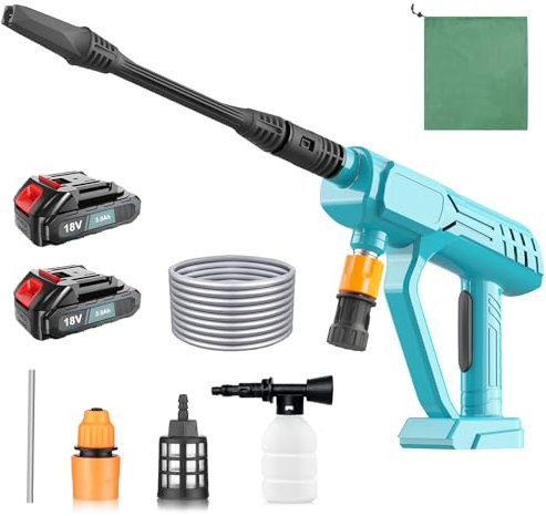 Cordless Pressure Car Washer for Makita, 18V Portable Power Washer Gun with 6000mAh Battery, Cordless Jet Washer for Garden, Patio, Car Wash (2 x 3000mAh Battery)