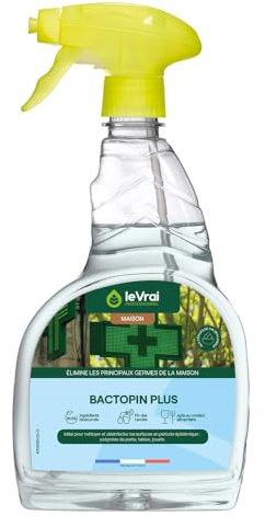 LE VRAI PROFESSIONNEL - Bactopin Plus Prêt à l’Emploi - Détergent Désinfectant Toutes Surfaces - Bactéricide, Virucide, Levuricide - Parfum Pin des Landes - Fabrication Française - Pulvérisateur 750ml