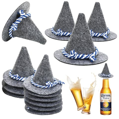 Meleager 12 Stück Oktoberfest Tischdeko,Oktoberfest Hut Deko, Bayerische Deko, Mini Bayerische Filzhüte für Festtagsdekoration, Fotoshootings