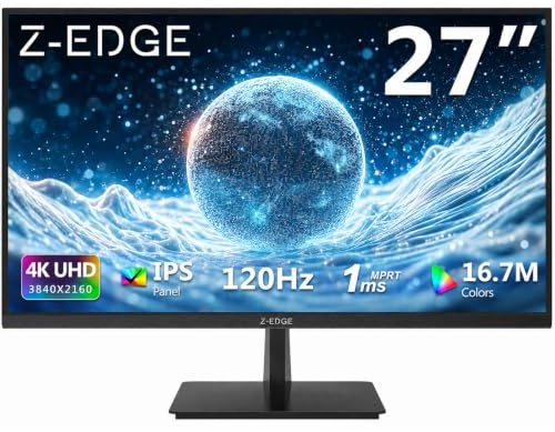 Z-Edge 27-inch 4K Gaming Monitor, 120Hz UHD 3840x2160 IPS Monitor, S274K 1ms MPRT Refresh Rate, 16.7M Colors, HDMI 2.0 x2 and DP 1.4 x 2