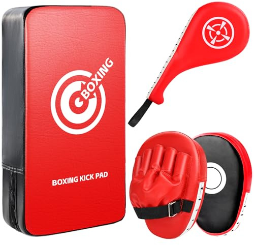 NZQXJXZ Kinder Kickpad Trainingsset für Boxen, Schläge und Tritte | Taekwondo Kick Pad, Gebogene Pratzen & Doppel-Kickpaddle für Kinder und Jugendliche, Sicheres Kampfsport Zubehör