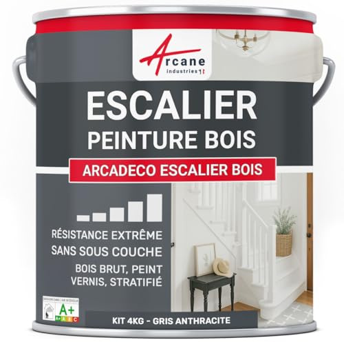Peinture Escalier Bois Antidérapante Lessivable 4 kg Gris Anthracite