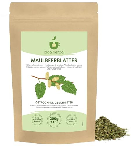 IDDA Herbal Tisane Feuille de Murier Blanc 200g, Feuilles de Mûrier Séchées et Coupées, Thé en Vrac