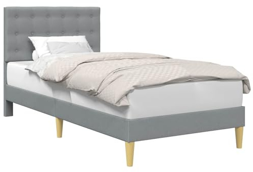 vidaXL Bettrahmen mit Kopfteil Hellgrau 80 x 200 cm Stoff, Bezahlbarer, rechteckiger Bettrahmen mit Sperrholz-Kopfteil, ideal für Dein minimalistisches Schlafzimmer