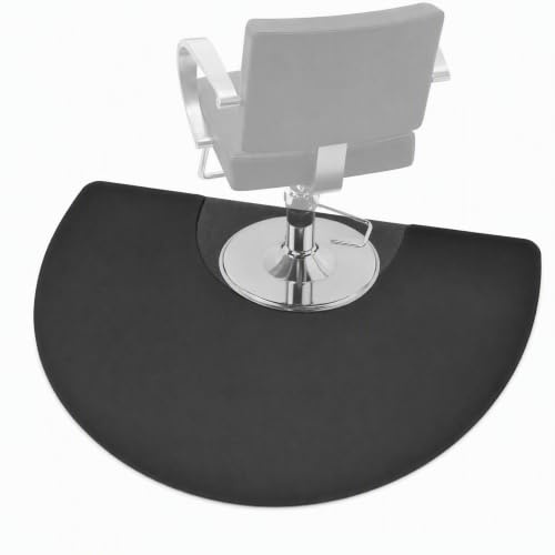 Tappetino da salone, 90 x 150 cm, anti-affaticamento, in poliuretano, semicircolare, per base per sedia rotonda, ergonomico, antiscivolo, impermeabile, pieghevole, per parrucchieri e barbieri