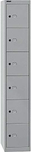 BISLEY Schließfachschrank Office, 1 Abteil, 6 Fächer, T 305 mm, Metall, 355 Silber, 30.5 x 30.5 x 180.2 cm