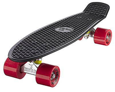 Ridge Skateboard Mini Cruiser, schwarz-rot, 22 Zoll