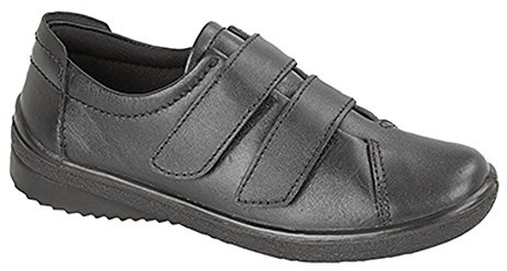 Mod Comfys Andrea Leather 2 Bar Touch Fastening Leisure Shoes Full Padded - Black Softie Leather, Ladies UK 6/EU 39
