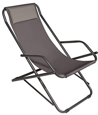 VERDELOOK Formentera, Poltrona Sedia Sdraio oscillante, 90x60x73 cm, per arredo esterni, Made in Italy, Grigio