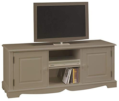 ACTUAL DIFFUSION Windsor Meuble TV HiFi Taupe 2 Portes 2 Niches, pin, 46x143x55,5 cm