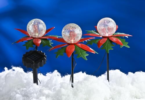 LED Solar-Weihnachtsterne 3er mit Farbwechsel Weihnachtsdeko Gartendeko Balkon