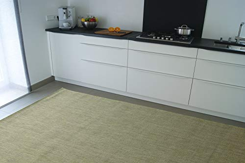 floor factory Moderner Indoor/Outdoor Teppich Essence grün 140x200 cm - pflegeleichter Flachgewebe Teppich für drinnen und drauÃŸen