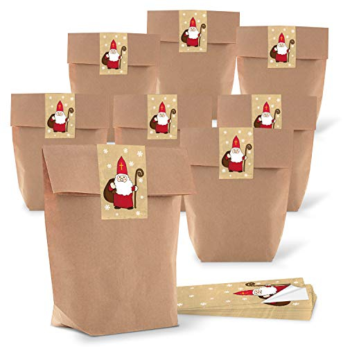 Logbuch-Verlag 50 kleine Weihnachten Geschenktüten Geschenkbeutel 16,5 x 26 x 6,5 cm Verpackung Geschenke Kunden Mitarbeiter Beutel Kraftpapier zum Befüllen