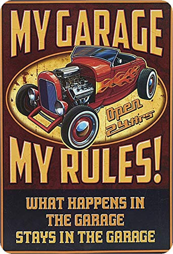 Schatzmix Blechschild Auto My Garage My Rules hot Rod Metallschild Wanddeko 20x30 tin Sign