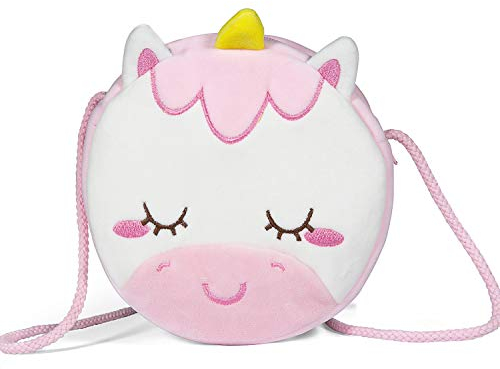 Czemo Kinder Umhängetasche Mädchen Handtasche Schultertasche Plüsch Geldbeutel Kindertasche Einhorn Mädchen Spielzeug
