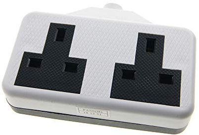Ex-Pro 2 Gang High Impact Trailing Extension Socket, without Plug and Cable, 13A, White - 1 Pack