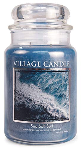 Village Candle Sea Salt Surf Duftkerze im Apotheker-Glas, 602 ml, Blau