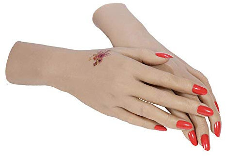 SLRMKKK Silikon lebensechte Hand, Silikon Hand Modell 1 Paar Silikon lebensgroße weibliche gefälschte Hände Naturalskintone Silikon Handmodell für medizinische Malerei Lehre Nagel