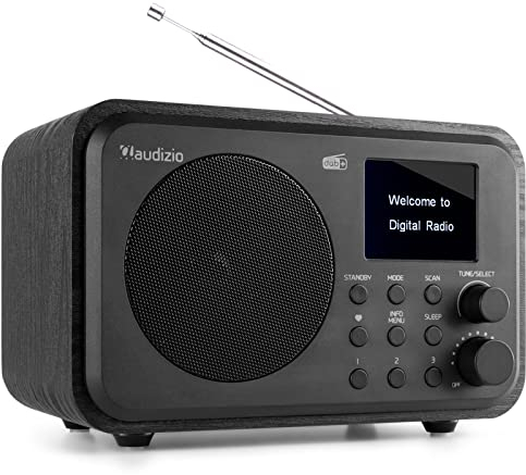 Audizio Milan Portable DAB Radio with Bluetooth - Rechargeable Battery Powered DAB Radio with DAB+ and FM Radio, 40 Presets, Colour Display, Headphone & Line Out, Black Wood Finish