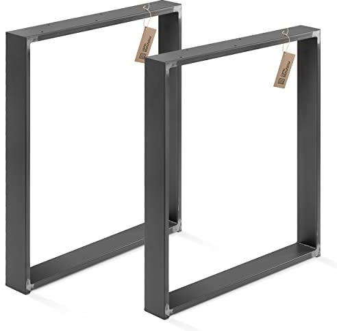 LAMO Manufaktur Tischbeine für Schreibtisch Esstisch, Simple Medium, Vierkantprofil 60x30 mm, Tischgestell 80x72 cm (BxH), Rohstahl mit Klarlack, 2 Stück, LTS-01-D-FF-0000