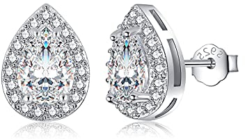 MASOP Ohrstecker Silber 925, Geburtsstein Bergkristall Ohrringe Silber Schmuck Geschenke für Frauen Damen Mädchen Schmuck Geschenke zum Geburtstag April