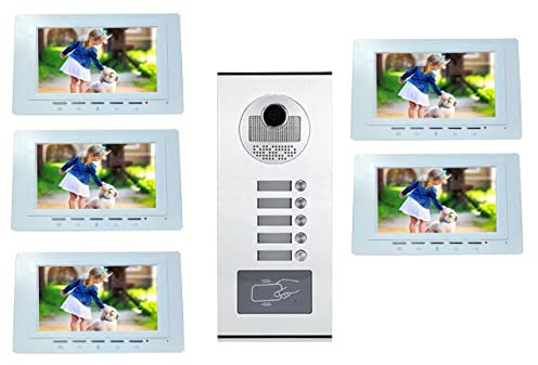 Automatización pasión Videoportero Color para 5 viviendas, 5 apartamentos con lector RFID integrado