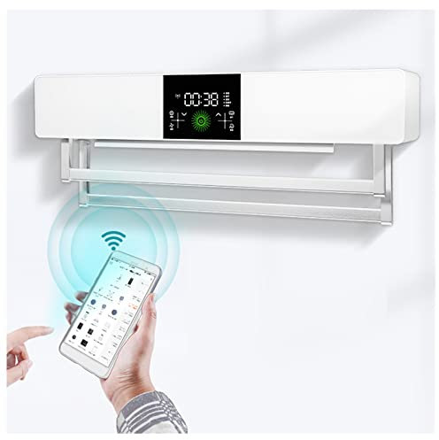 Scaldasalviette Termoarredo Elettrico con WIFI e controllo vocale, Termoarredo Bagno con Funzione di cronometraggio, Bagno a Parete Asciugabiancheria Portasciugamani(Size:Spina degli Stati Uniti)