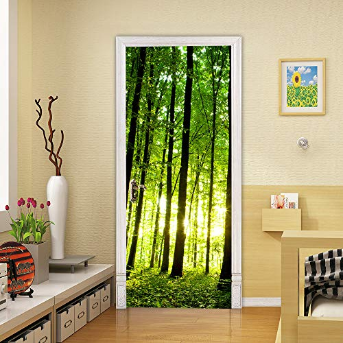 3D Türtapete Selbstklebend Türaufkleber - WALD - Tür Poster PREMIUM PVC Wasserfest Wandtattoo Für Schlafzimmer Wohnzimmer Tür Dekoration Tapete 77 x 200 cm