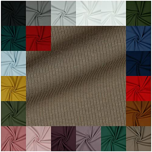 VmG-Store RIB Jerseystoff gerippt Uni Meterware 21 Farben zur Auswahl Tex zertifiziert Nähstoff (200 x 145cm, 057 I Taupe)