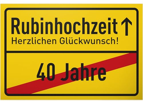 DankeDir! Rubinhochzeit 40 Jahre - 30 x 20 cm Schild - Geschenk Hochzeitstagsgeschenk Jubiläum Hochzeitstag Geschenkidee - Karte Rubin Hochzeit Hochzeitstagskarte Glückwunschkarte