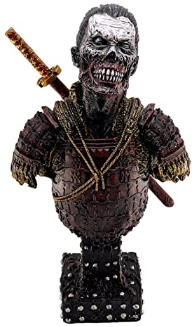 LOOYAR Resin Undead Japanische Samurai Zombie Büste Statue Skulptur Ornament Figur Handwerk für Zuhause Haus Wohnzimmer Veranda Dekoration Büro Schreibtisch Schreibtisch T Geschenk
