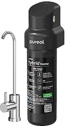 Pureal Wasserfiltersystem unter der Spüle mit Wasserhahn, vollständiges System NSF/ANSI 42 & 372 zertifiziert, entfernt PFAS, Blei, Chlor, schlechten Geschmack und Geruch, 2 Jahre, 25,4 cm