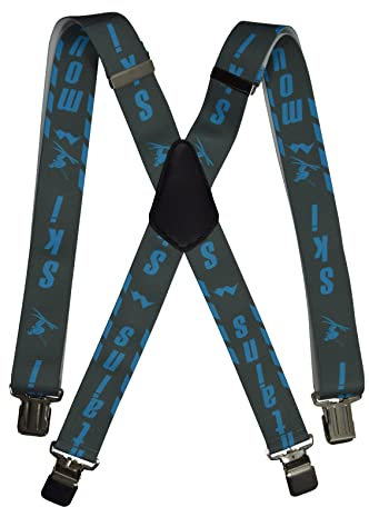 Olata Hosenträger für Skihosen | x- und y-förmige Hosenträger (Grau/Blau) – 4 cm. Erwachsene. X-Form