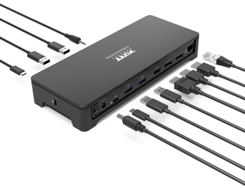 Port Connect - Docking station 3 x 4 K, USB-A/USB-C 100 W, 10 dispositivi