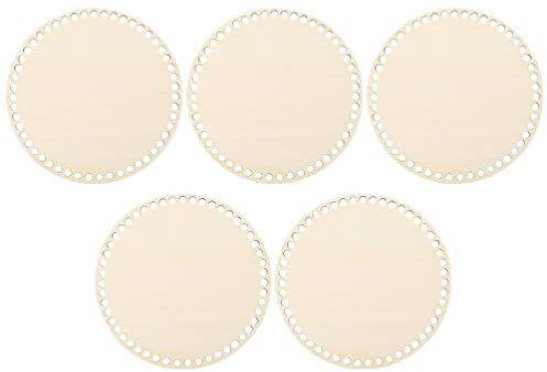 Ciieeo 5stücke Teiliges Holz-Boden Für Häkelkörbe Handgefertigter Runder Taschenboden Aus Holz Für DIY Projekte Robust Und Elegant Für Kreative Bastelarbeiten