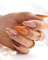 Sethexy Paillettes Swirl Faux ongles Amande Court Ongles à presser Automne Orange Glossy Faux ongles 24Pcs Acrylique Ongles à coller pour femmes et filles