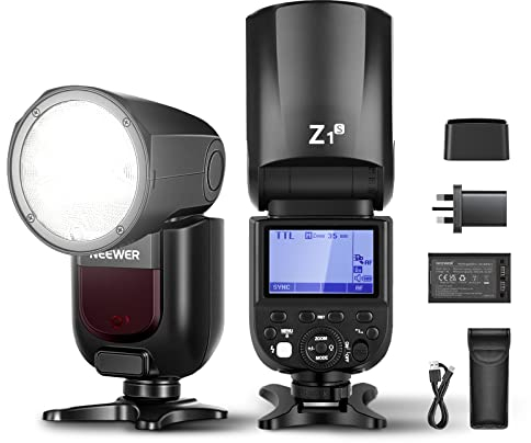 NEEWER Z1-S TTL Round Head Flash Speedlite for Sony DSLR Cameras, 76Ws 2.4G 1/8000s HSS Speedlight, 10 Levels LED Modeling Lamp, 2600mAh Lithium Battery, 480 Full Power Shots, Recycle in 1.5s Flash
