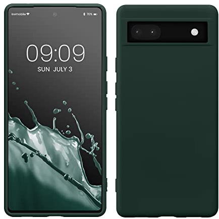 kwmobile Hülle kompatibel mit Google Pixel 6a Hülle - gummierte TPU Silikon Handyhülle - Schutzhülle für kabelloses Laden - Case in Moosgrün