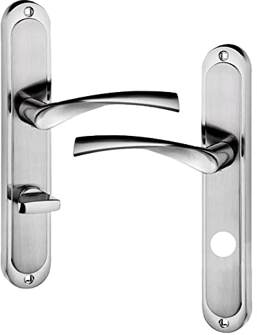 MonJar Türgriff Langschild Türbeschlag Drückergarnitur Türklinke (WC-Badezimmer Satin Links)-72mm