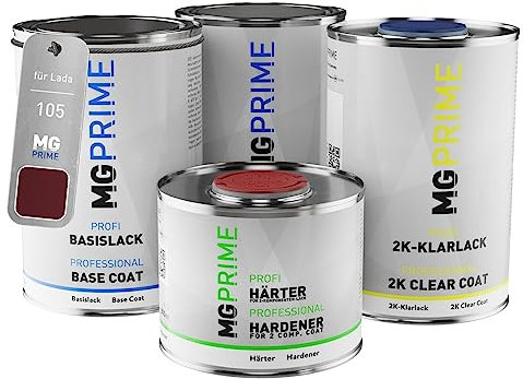 MG PRIME Autolack Dose Set für Lada 105 Frankonia Metallic Grundlack Basislack 2K Klarlack Härter spritzfertig 3,5L